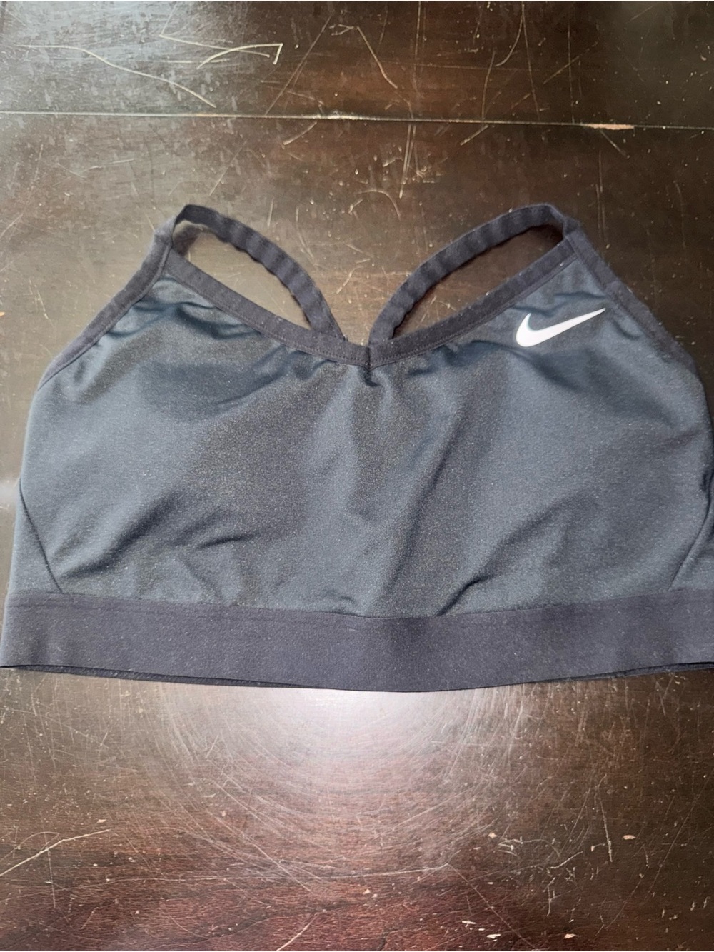 Nike Black Racerback Sports Bra with White Swoosh